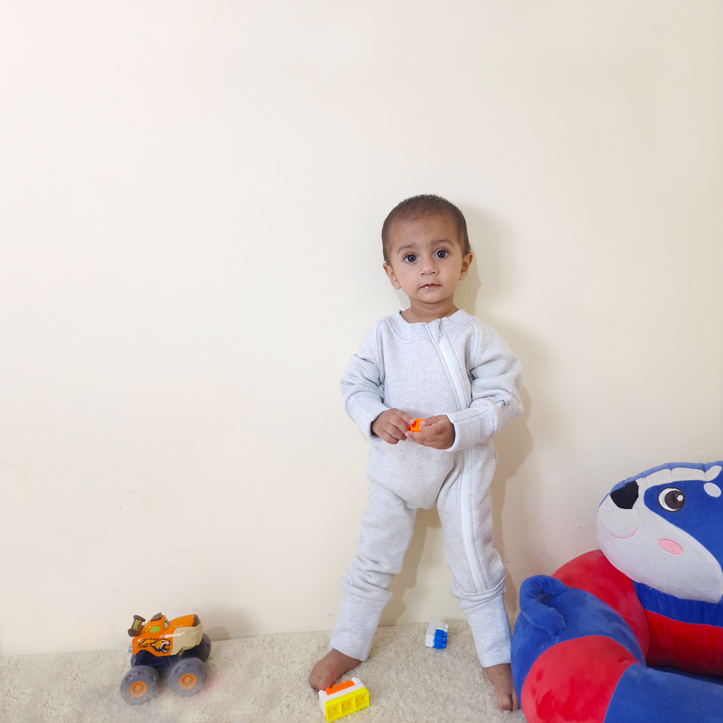 Gray Winter Romper – Cotton Fleece