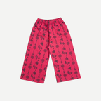 Matching blush pink cotton pants for girls co-ord set with black pattern