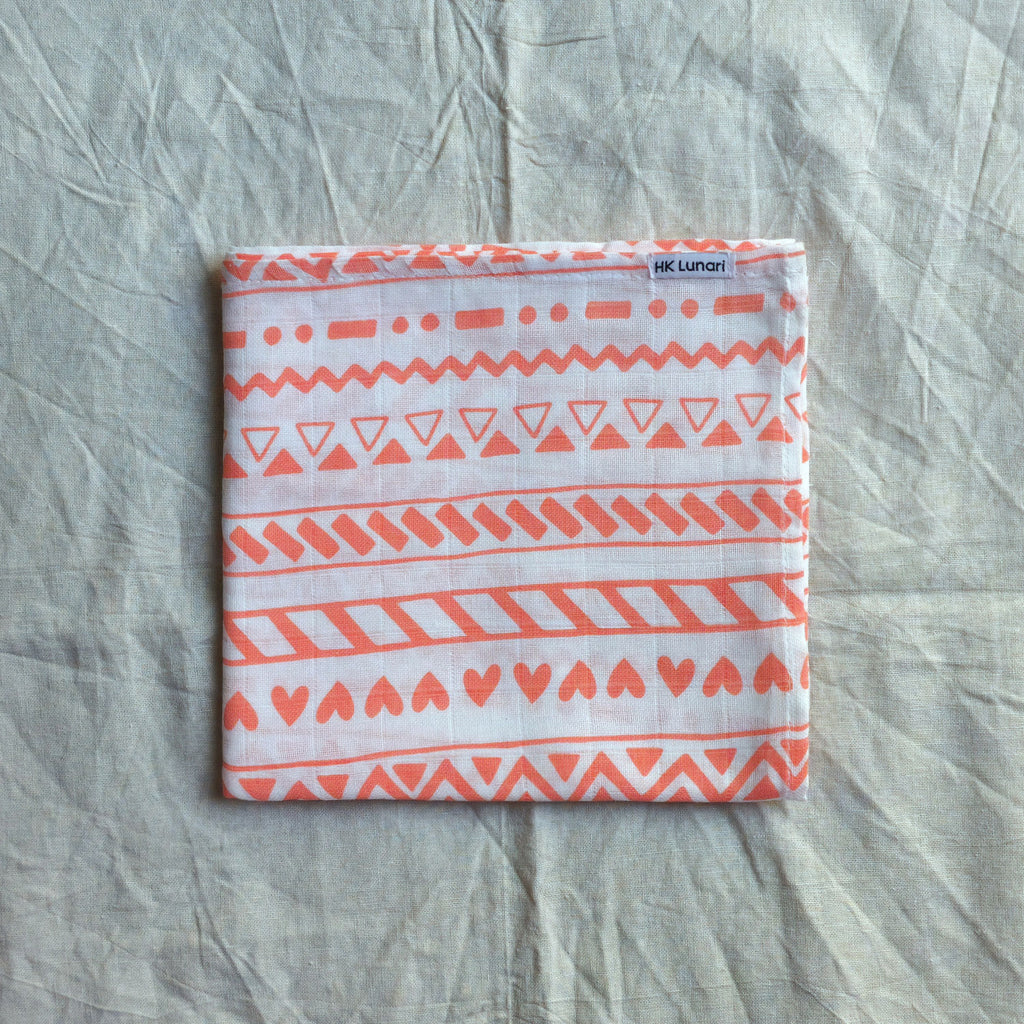 Muslin Swaddle Sheets – Peach Print & Solid