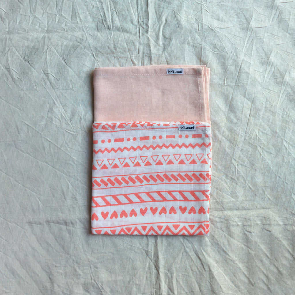 Muslin Swaddle Sheets – Peach Print & Solid