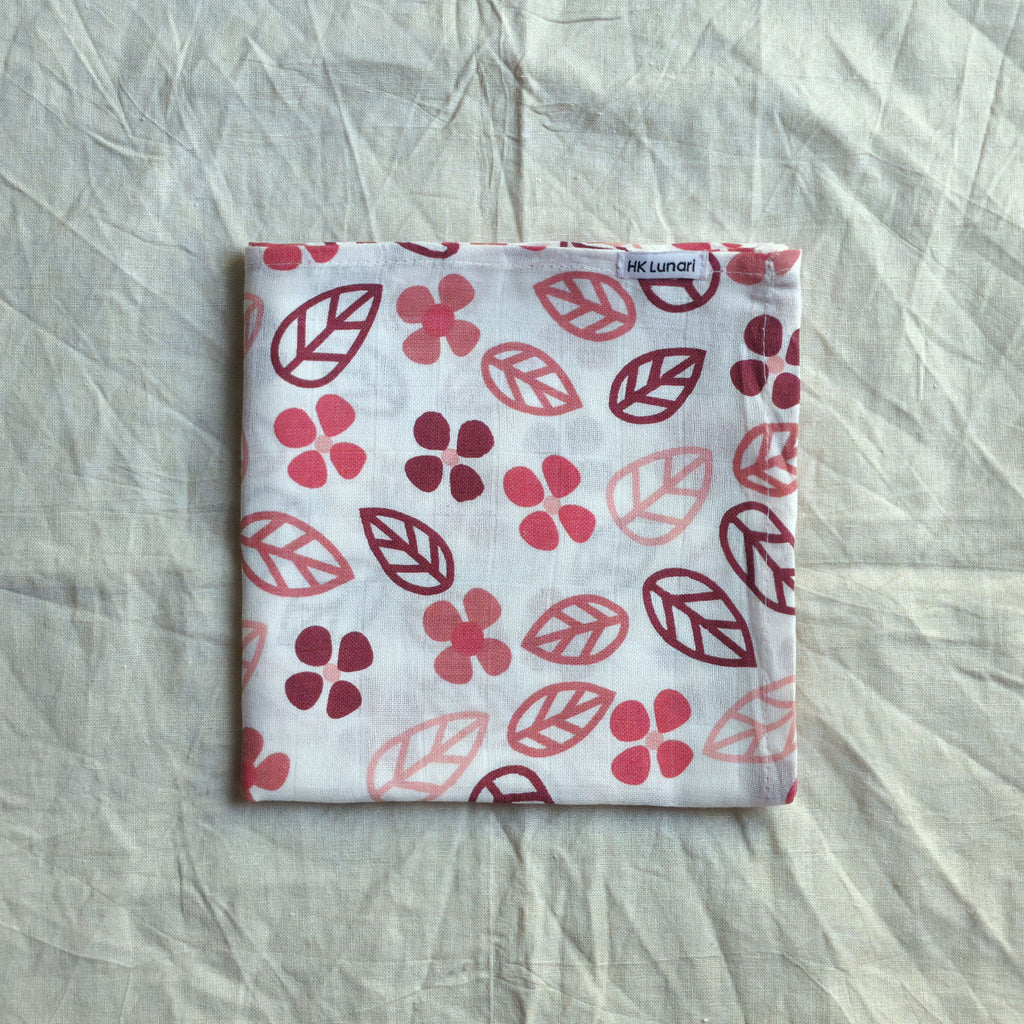 Muslin Swaddle Sheets – Leaf Print & Polka - Ivory (85x85cm)