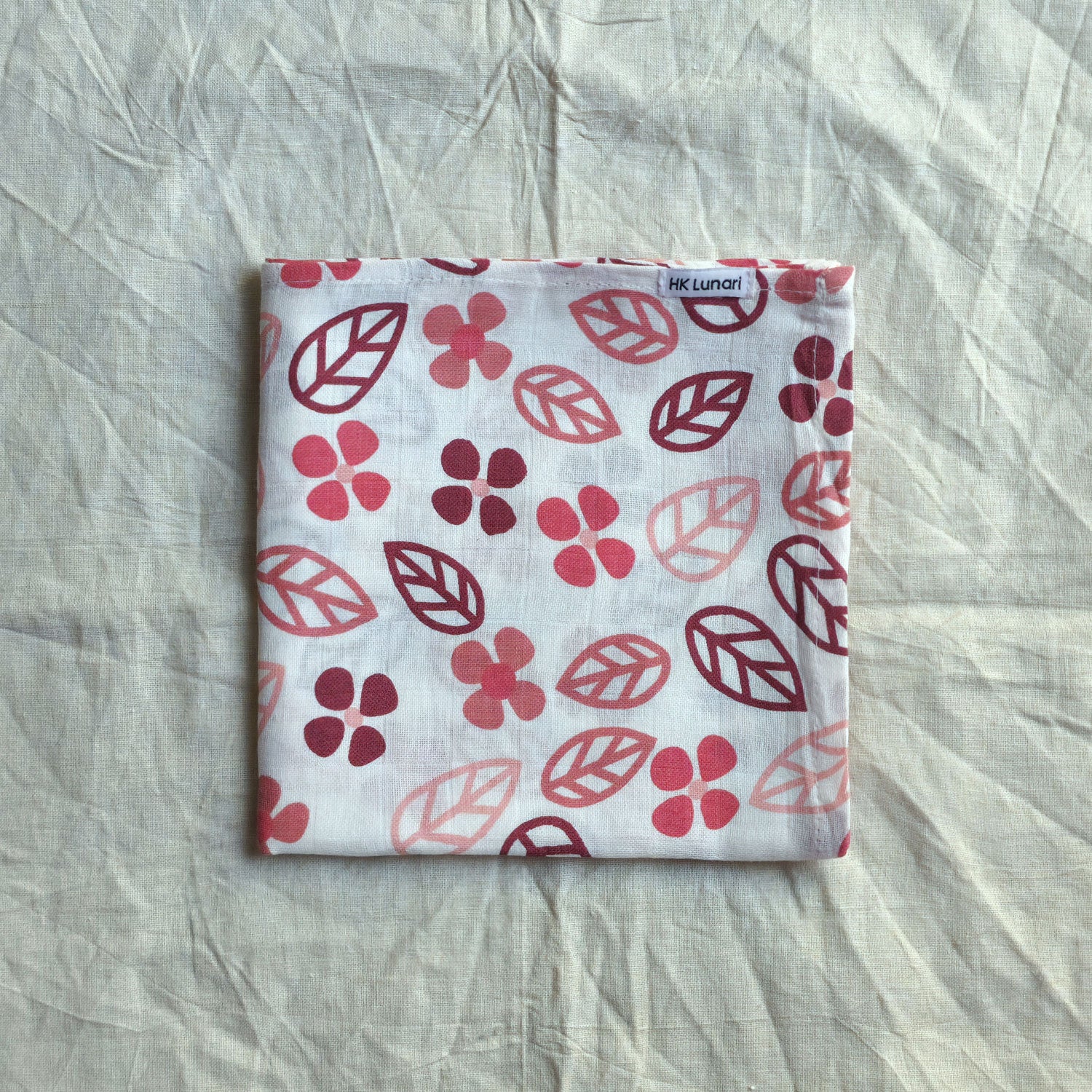 Muslin Swaddle Sheets – Leaf Print & Polka - Ivory (85x85cm)