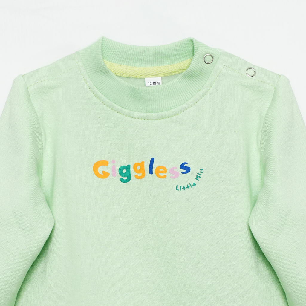 Mint Green Fleece Baby Set – Romper & Trouser