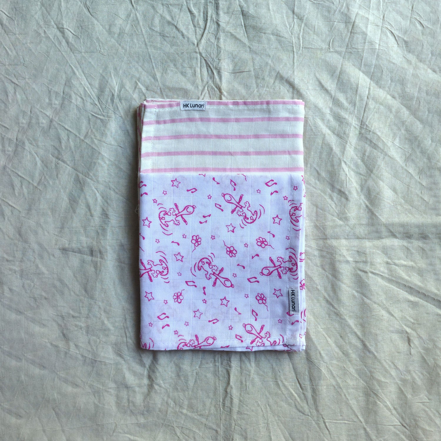 Muslin Swaddle Sheets – Pink & Ivory(85x85cm)