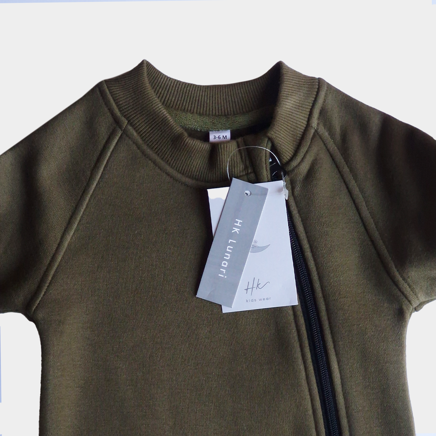 Olive Winter Romper – Cotton Fleece