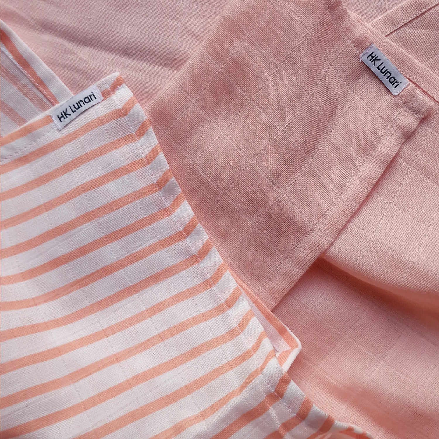 Muslin Swaddle Sheets – Peach Stripe & Blush Peach
