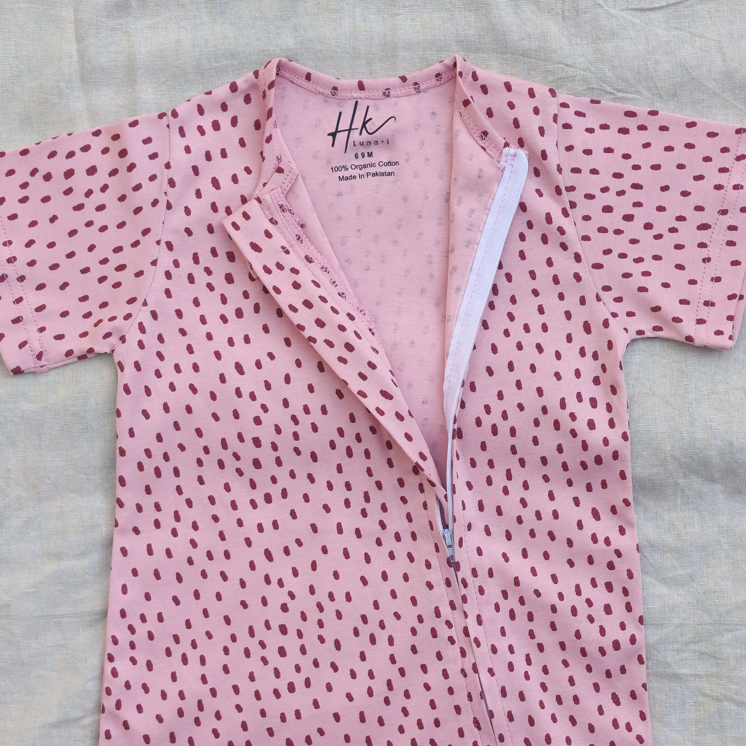 Berry Dots Cotton Zip Half Romper