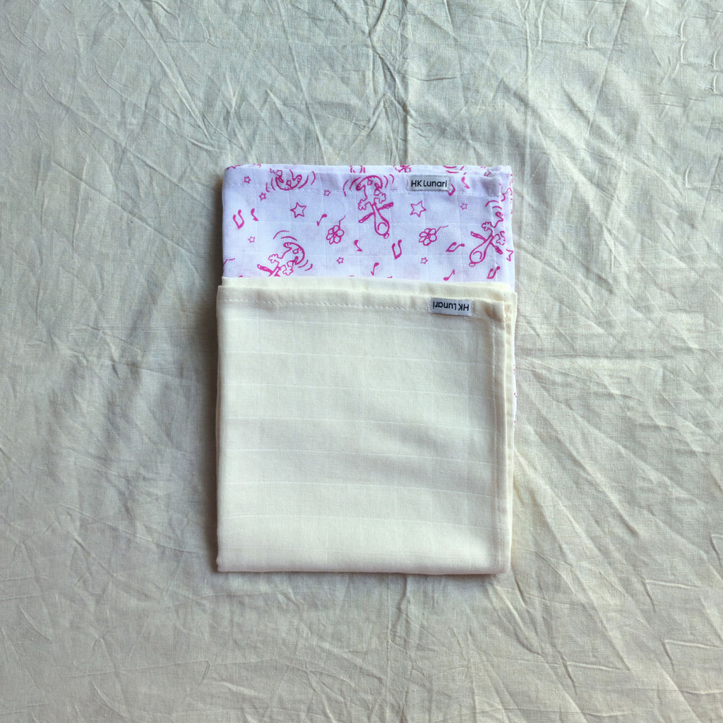 Muslin Swaddle Sheets – Pink & Ivory(85x85cm)