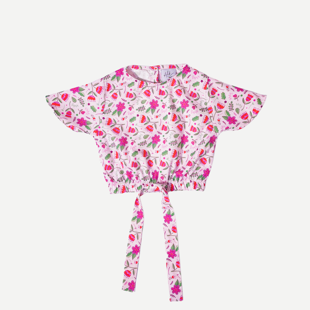 Pink Petal Summer Co-ord Set – Girls Cotton Top & Trouser