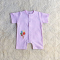 Pink Strip Half Romper - Cotton