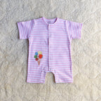 Pink Strip Half Romper - Cotton