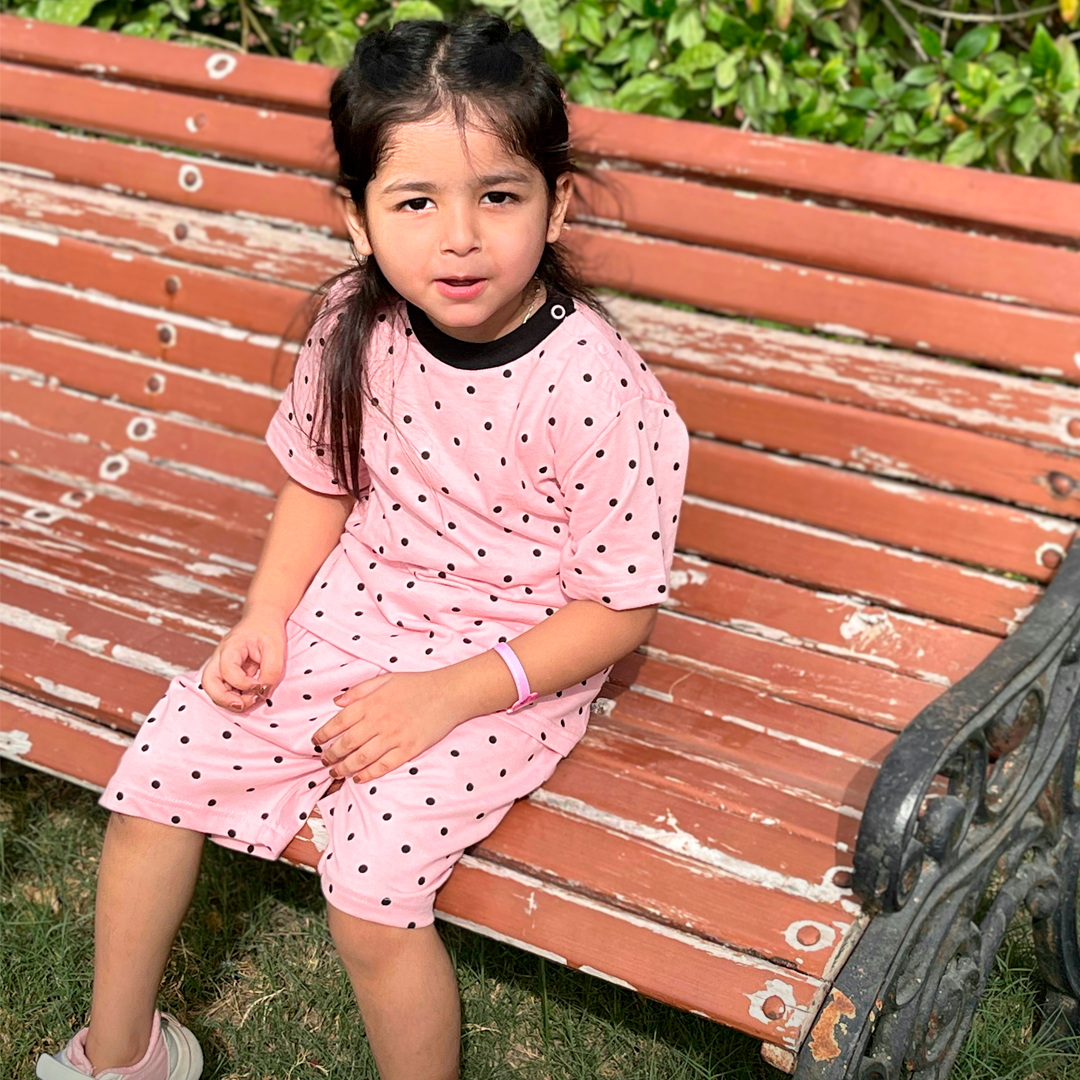 Rosy Dots Tee & Skirt Co-ord – Girls Cotton Set (9M–5Y)