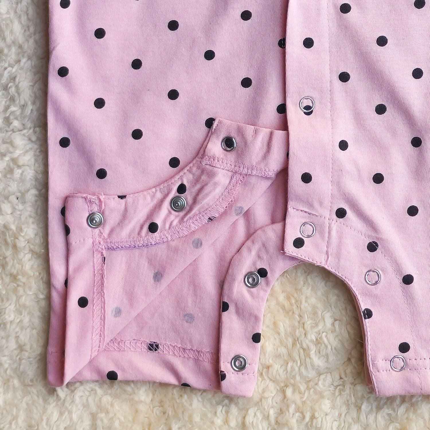 Pink Polka Half Romper - Cotton