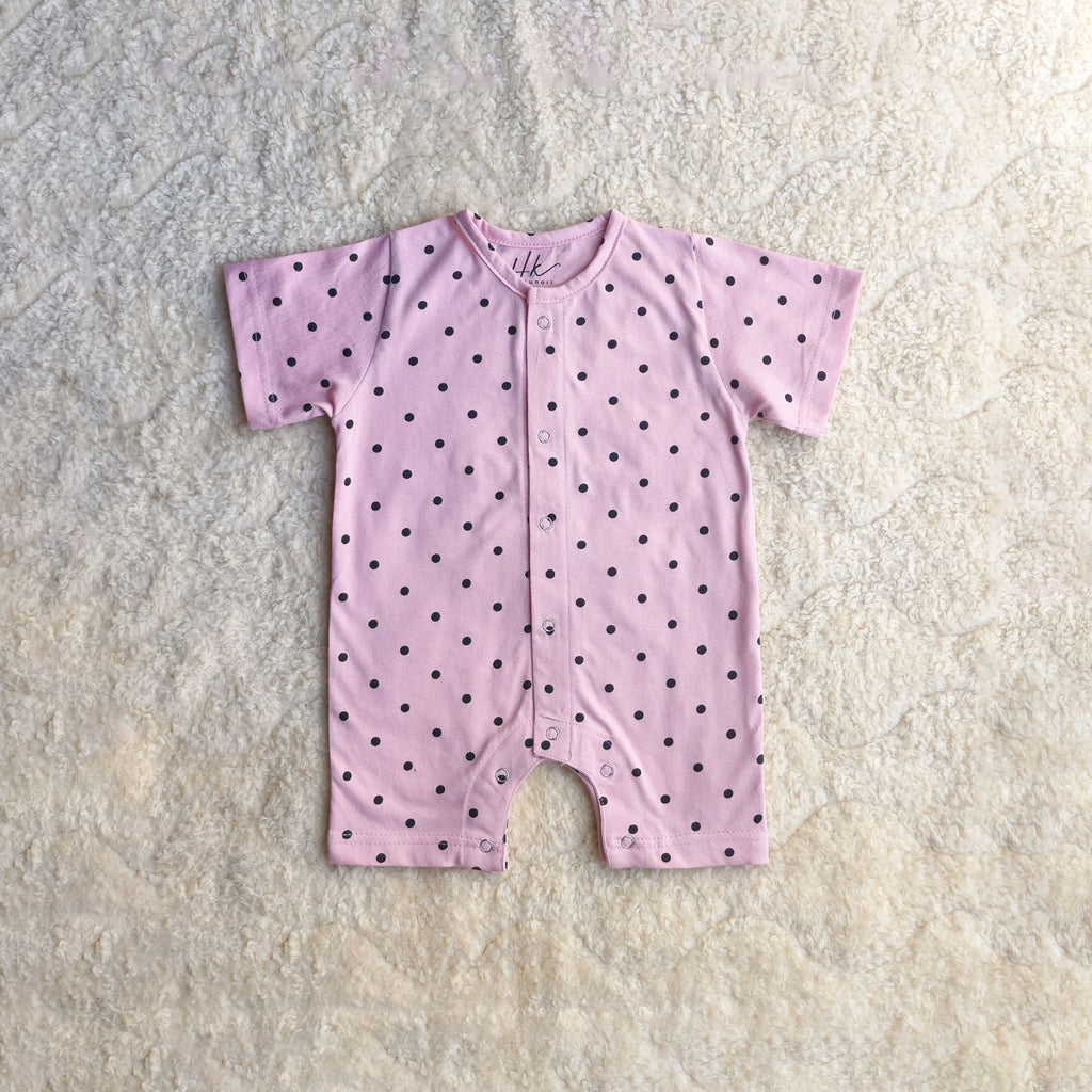 Pink Polka Half Romper - Cotton