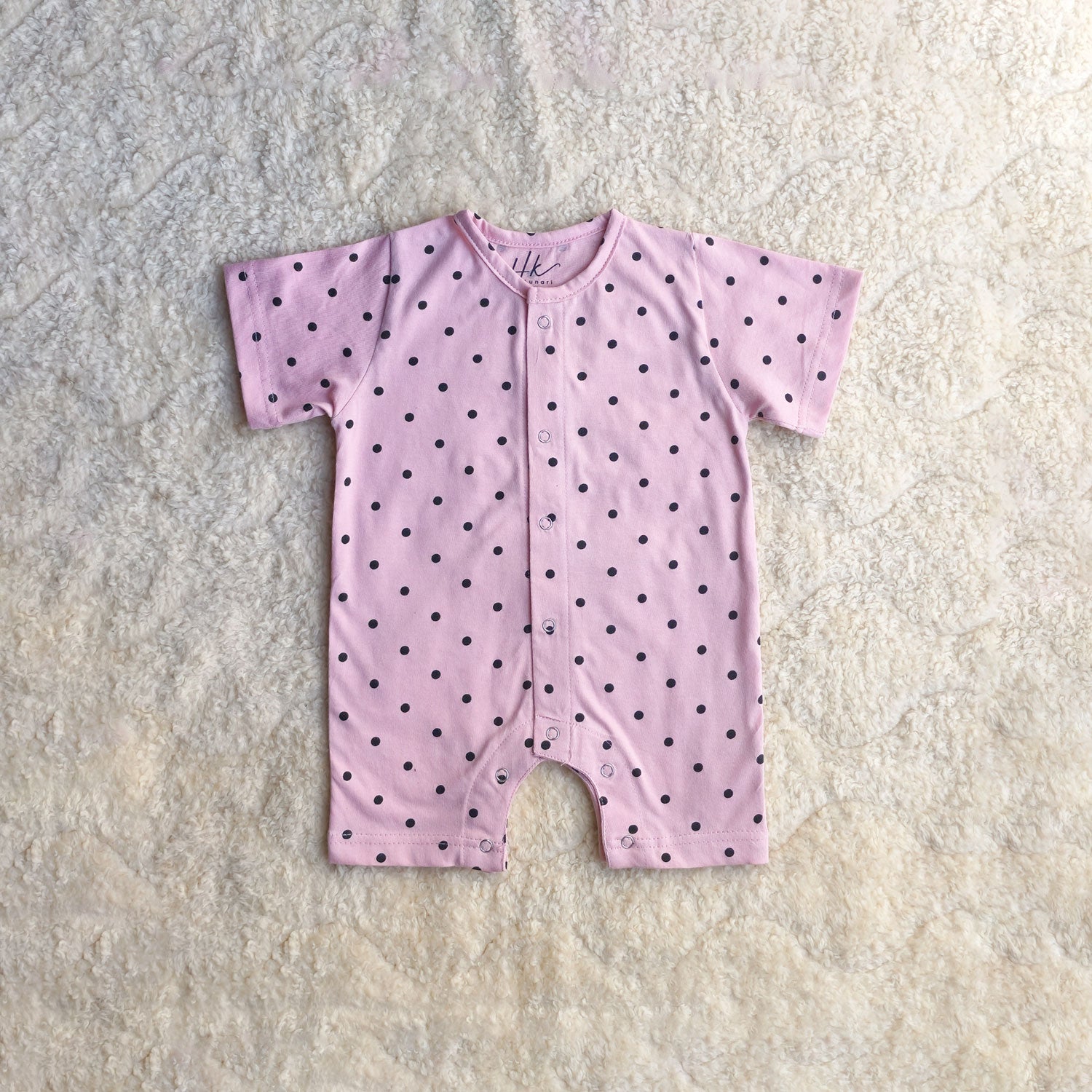 Pink Polka Half Romper - Cotton