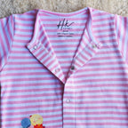 Pink Strip Half Romper - Cotton