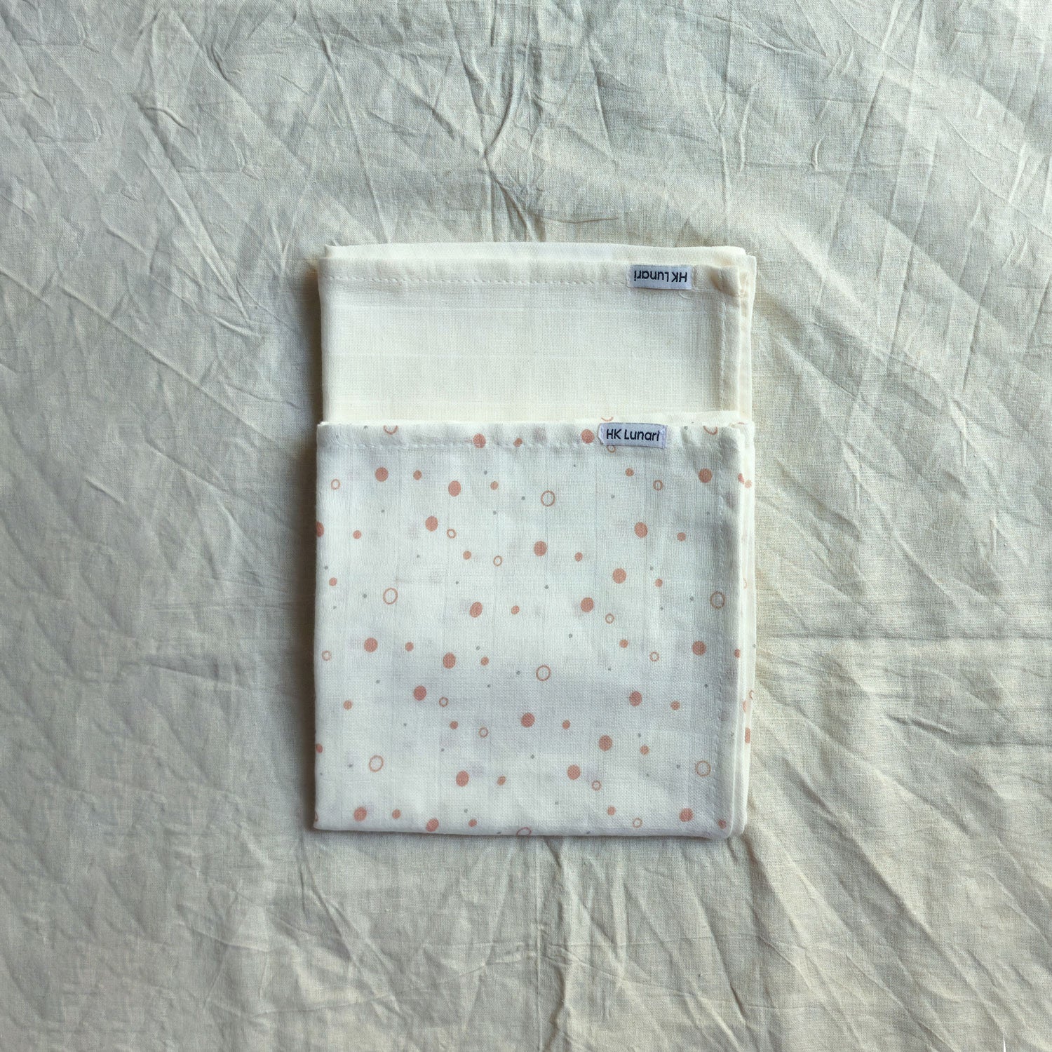 Muslin Swaddle Sheets – Leaf Print & Polka - Ivory (85x85cm)