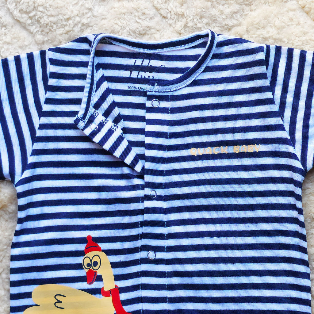 Quack Baby Striped Half Romper - Cotton