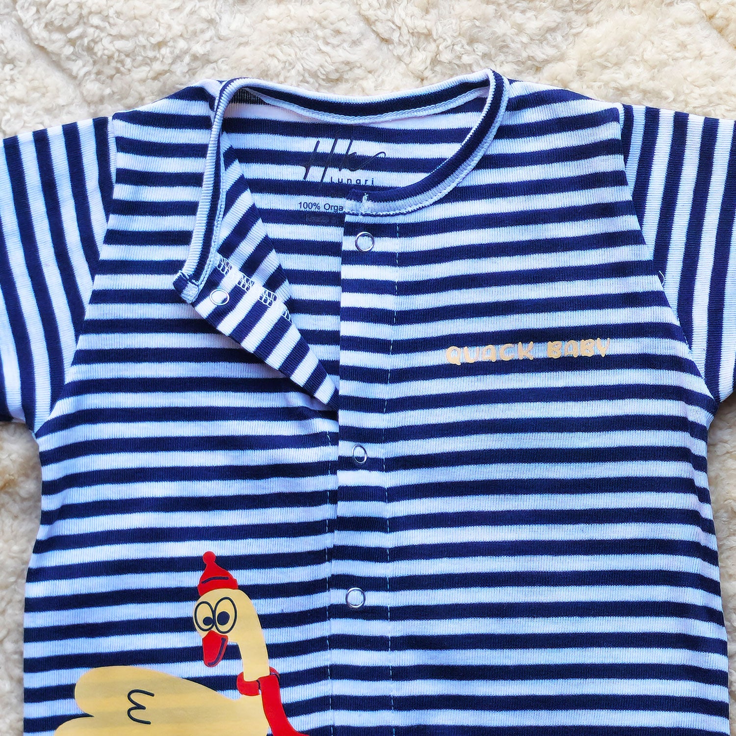 Quack Baby Striped Half Romper - Cotton