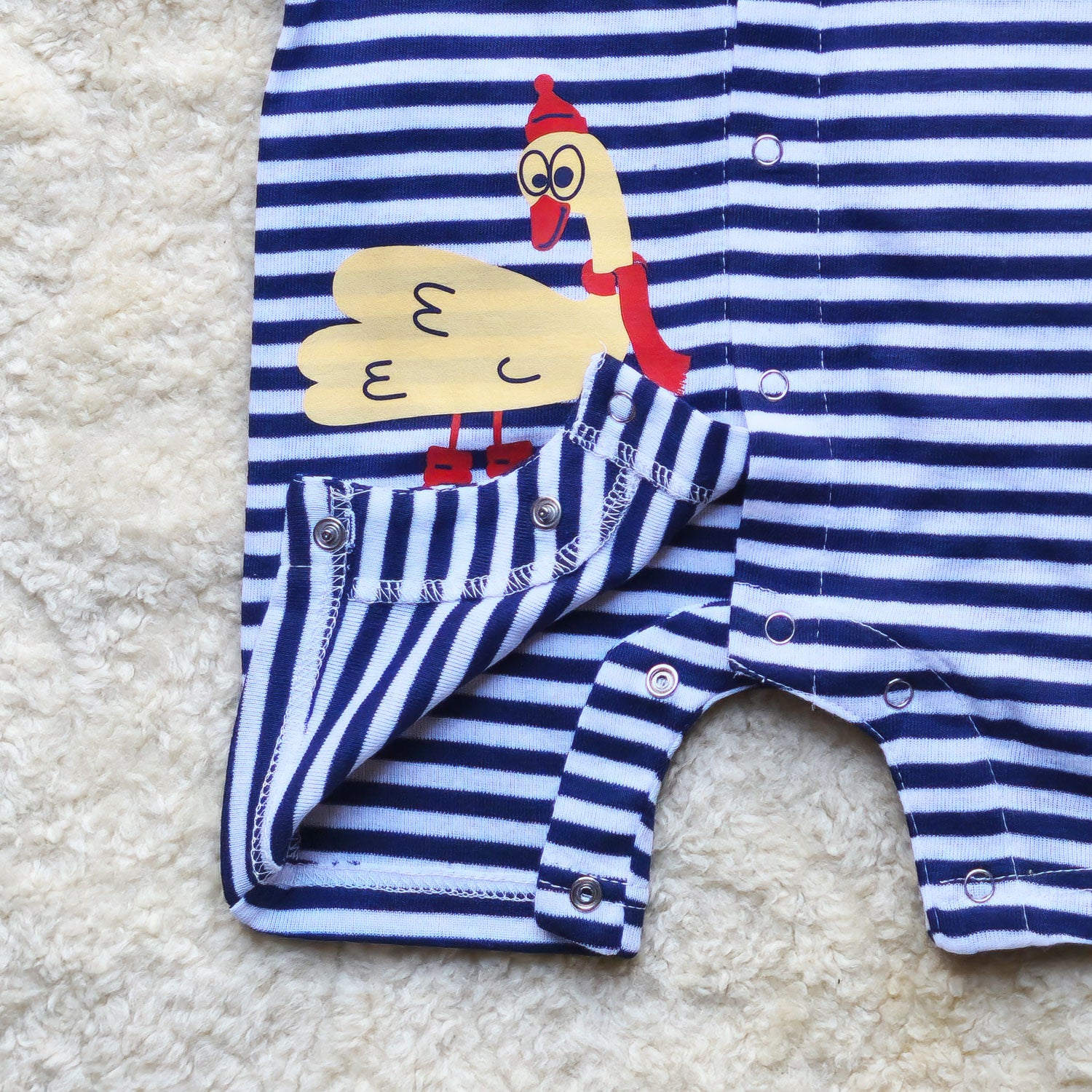Quack Baby Striped Half Romper - Cotton