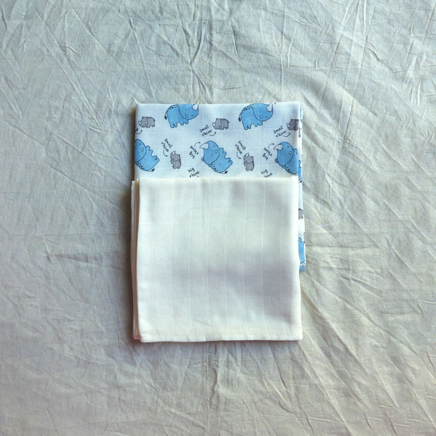 Muslin Swaddle Sheets – Rhino Print & Ivory