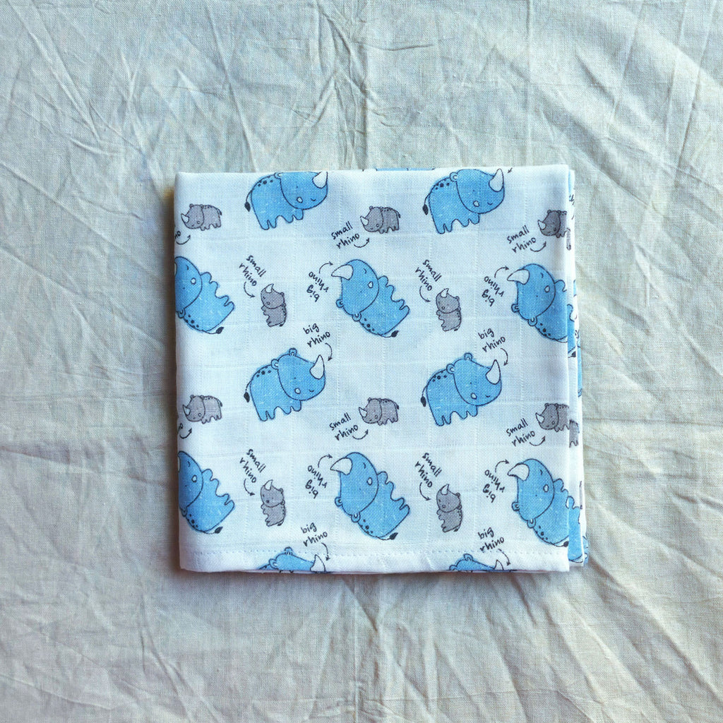 Muslin Swaddle Sheets – Rhino Print & Ivory