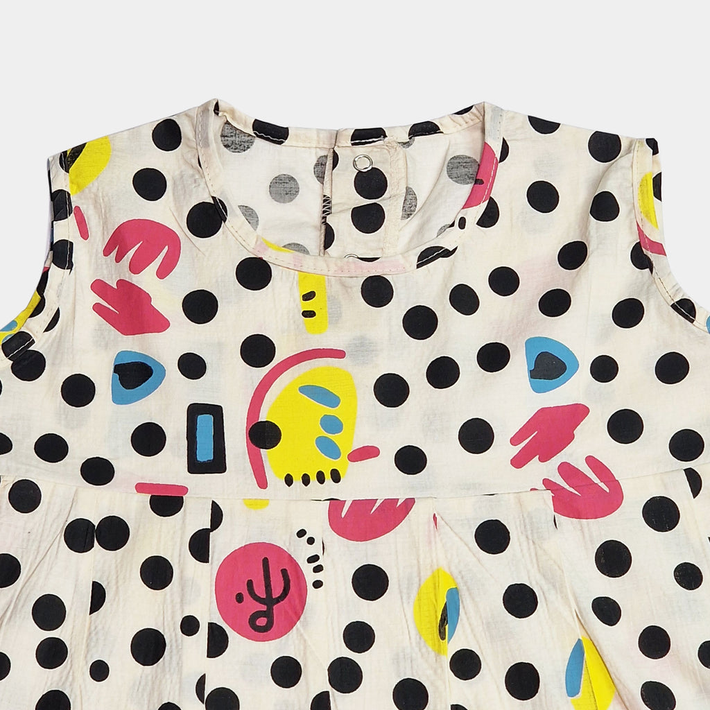 Polka Print Top with Cream Culotte Capri Pants