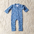 Soft Cotton Baby Romper — Slate blue Forest