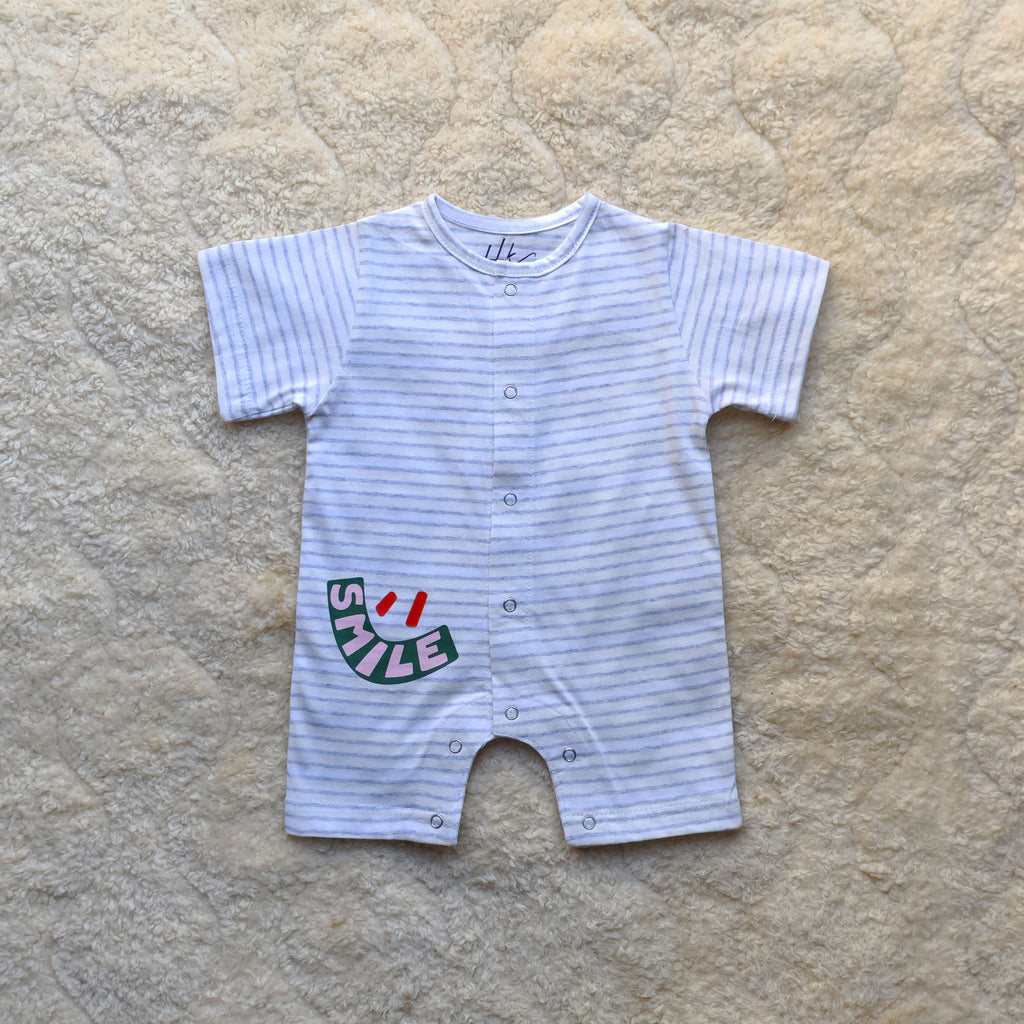 Smile Print Sleeveless Romper - Cotton