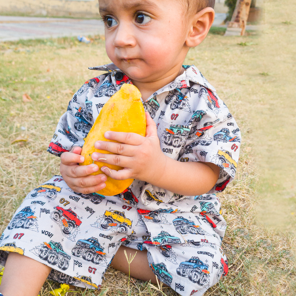 Truck Print Co-ord Set – Boys Cotton Summer Outfit