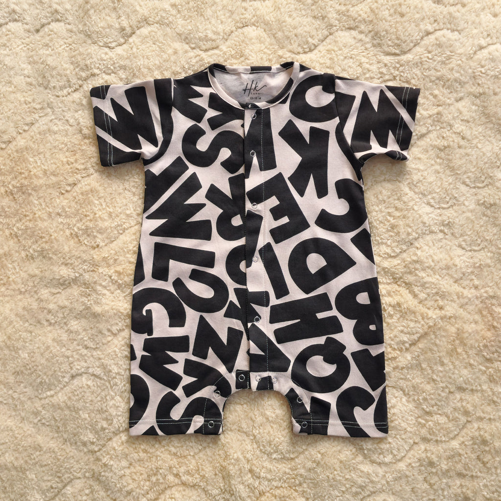 Alpha Print Half Romper - Cotton