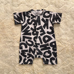 Alpha Print Half Romper - Cotton