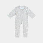 Pack of 2 Baby Cotton Rompers – Blue & Beige Printed Sleepsuits