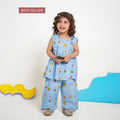 Blue Printed Top with Matching Capri Culotte Pants