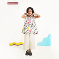 Polka Print Top with Cream Culotte Capri Pants