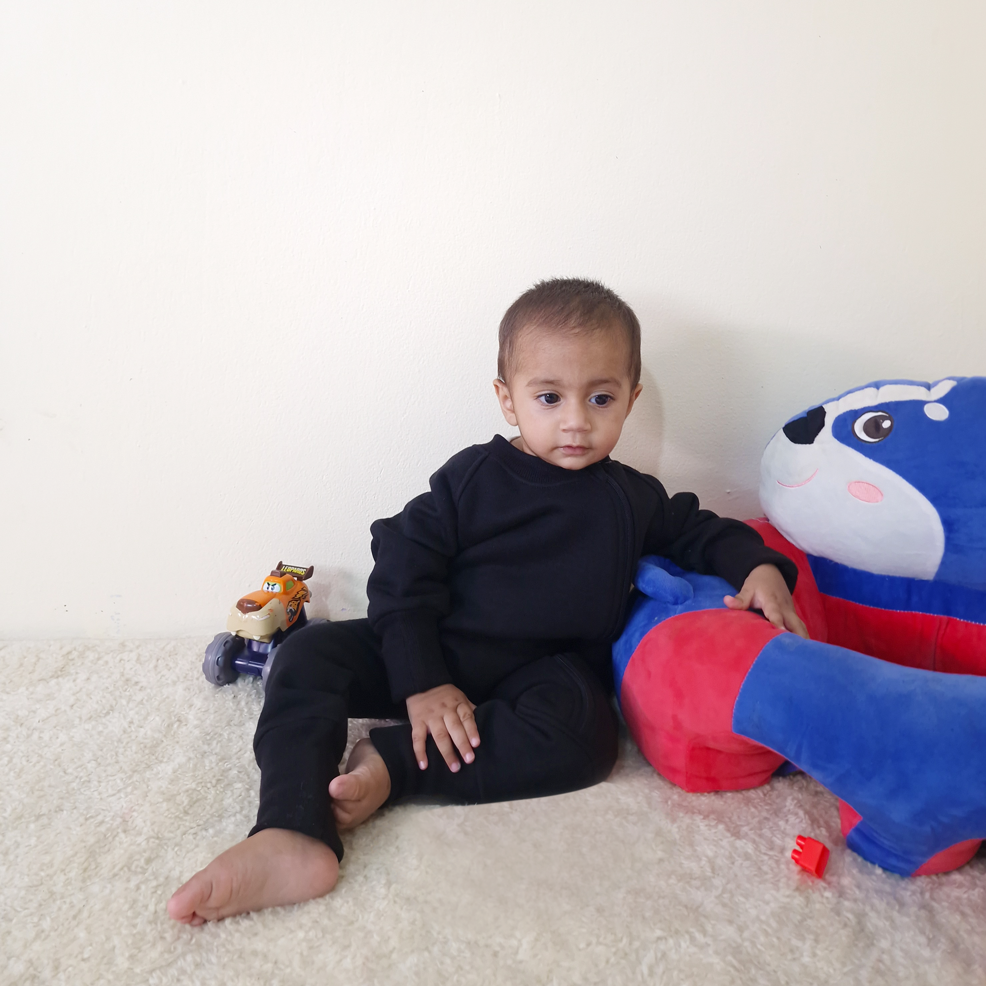 Black Winter Romper – Cotton Fleece