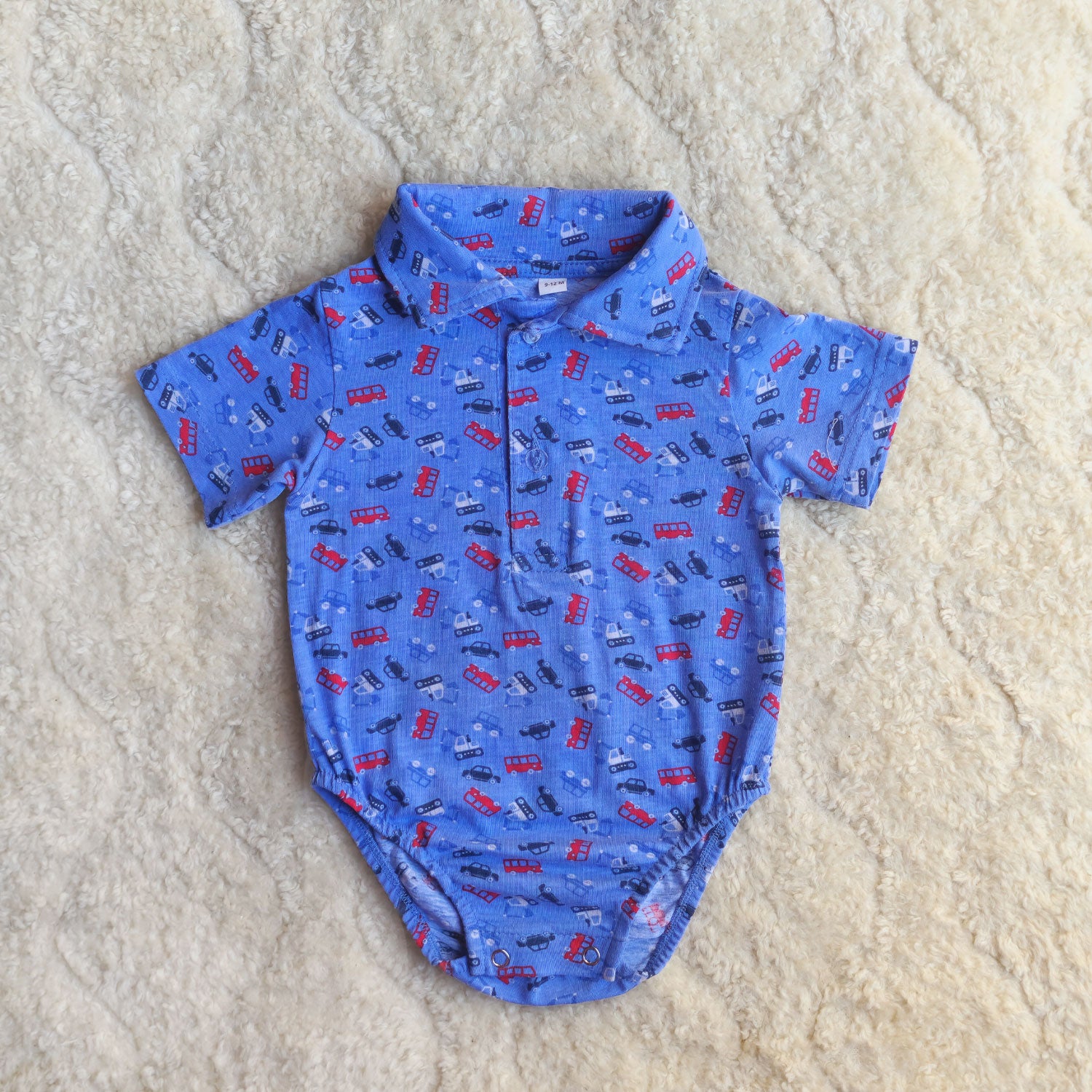 Blue Car Print Cotton Co-ord Set (2-Piece)