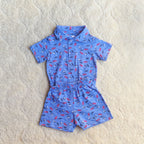 Blue Car Print Cotton Co-ord Set (2-Piece)