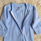 Pack of 2 Baby Cotton Rompers – Sky Blue & White Sleepsuits