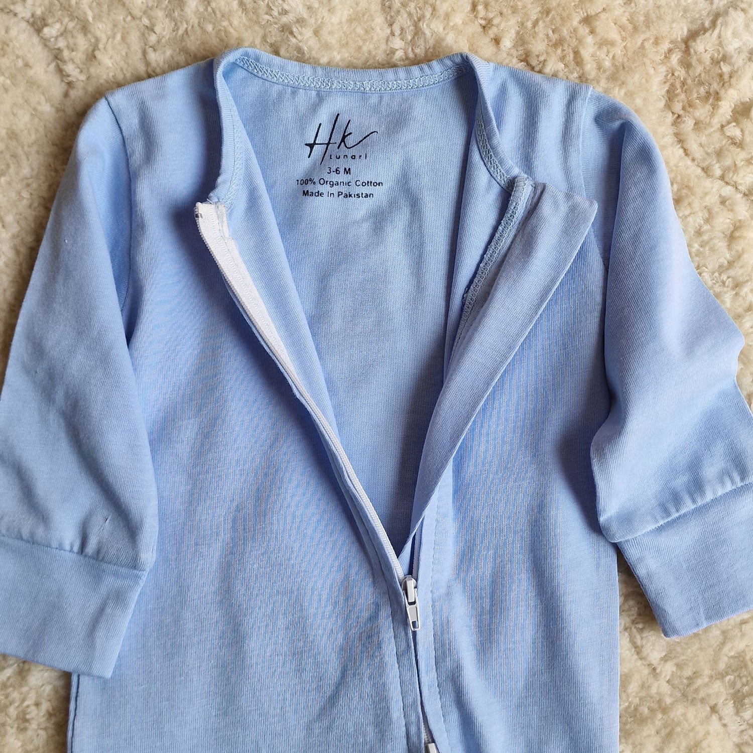 Pack of 2 Baby Cotton Rompers – Sky Blue & White Sleepsuits