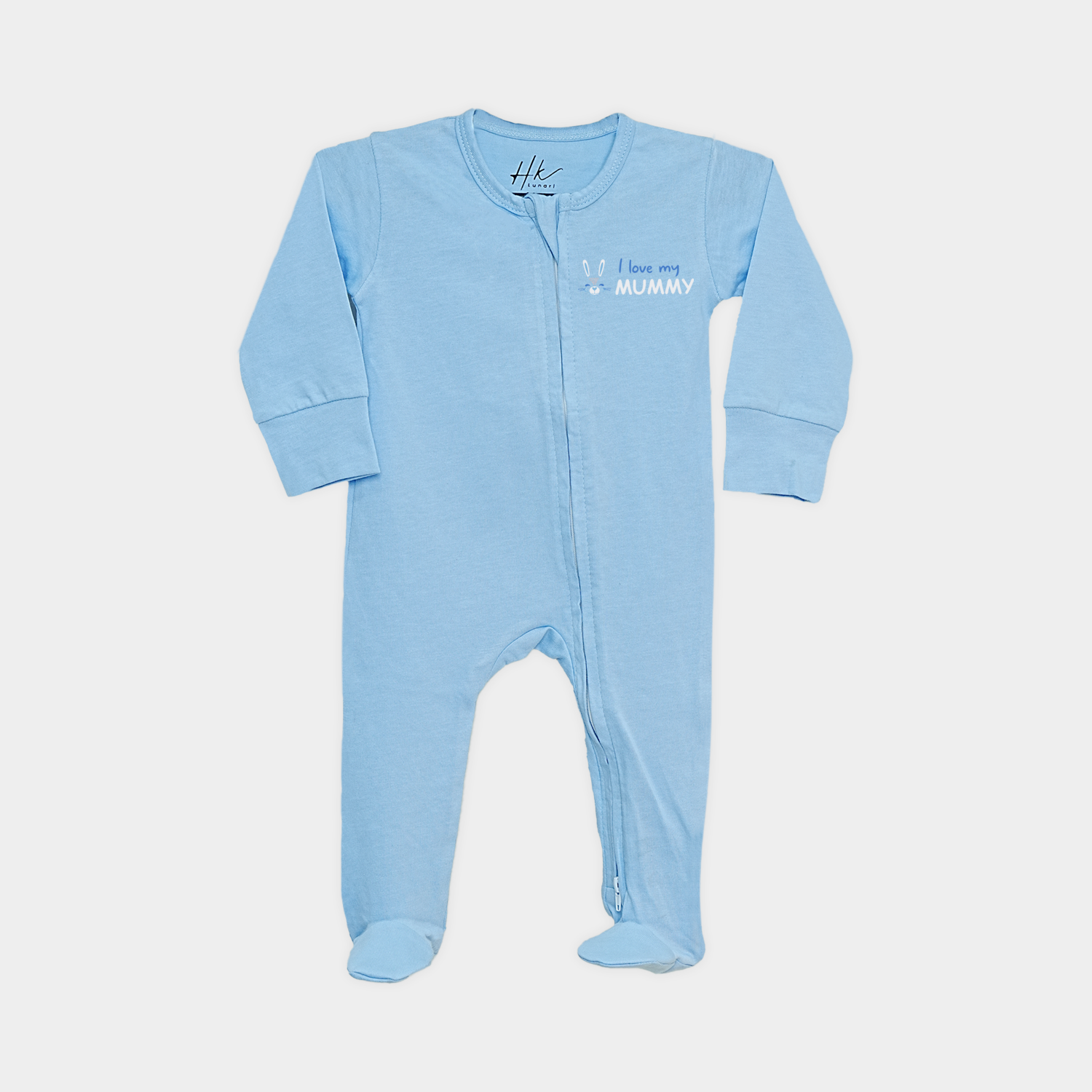 Blue Cotton Jersey – Zipper Sleepsuit