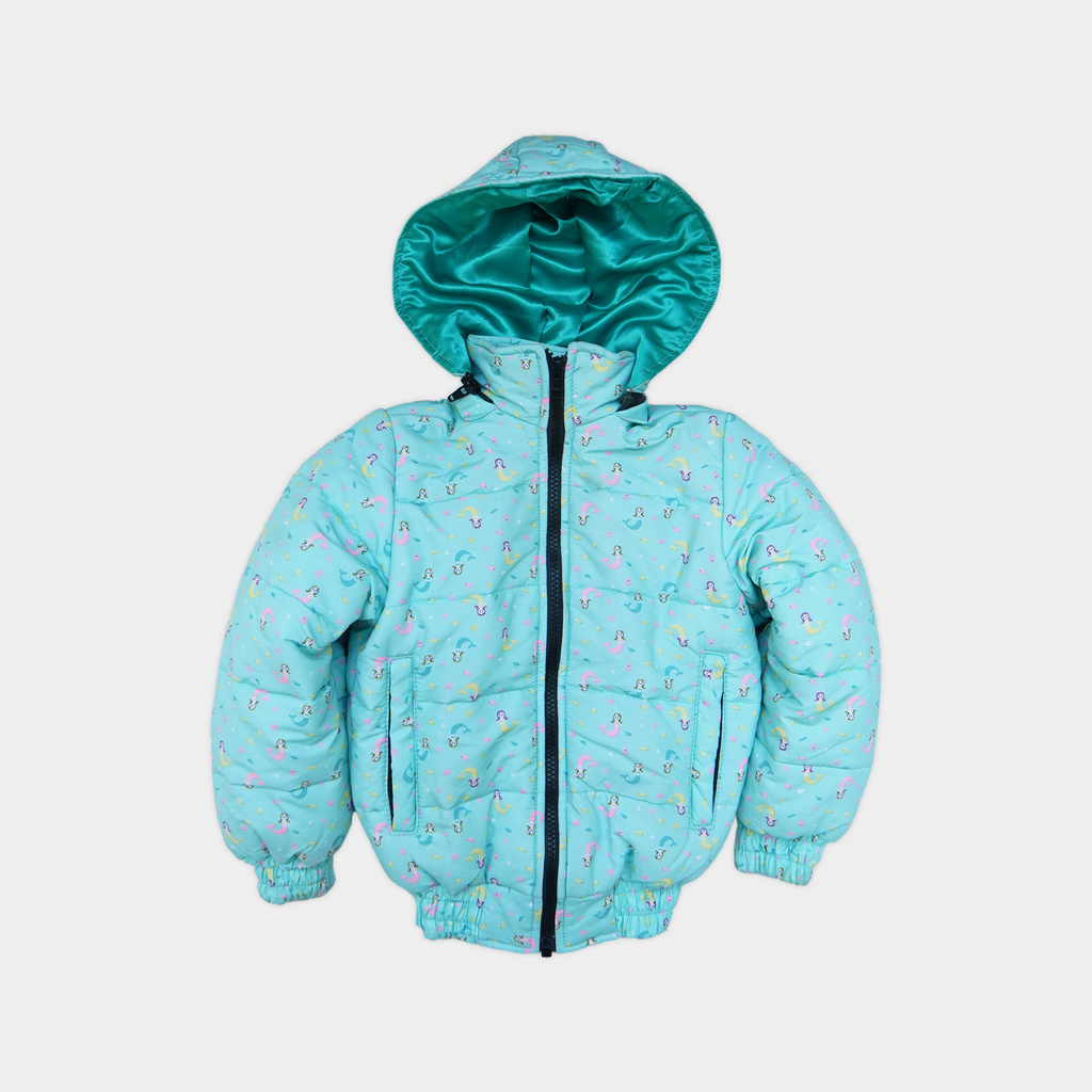 Aqua Mermaid Puffer Hooded Jacket