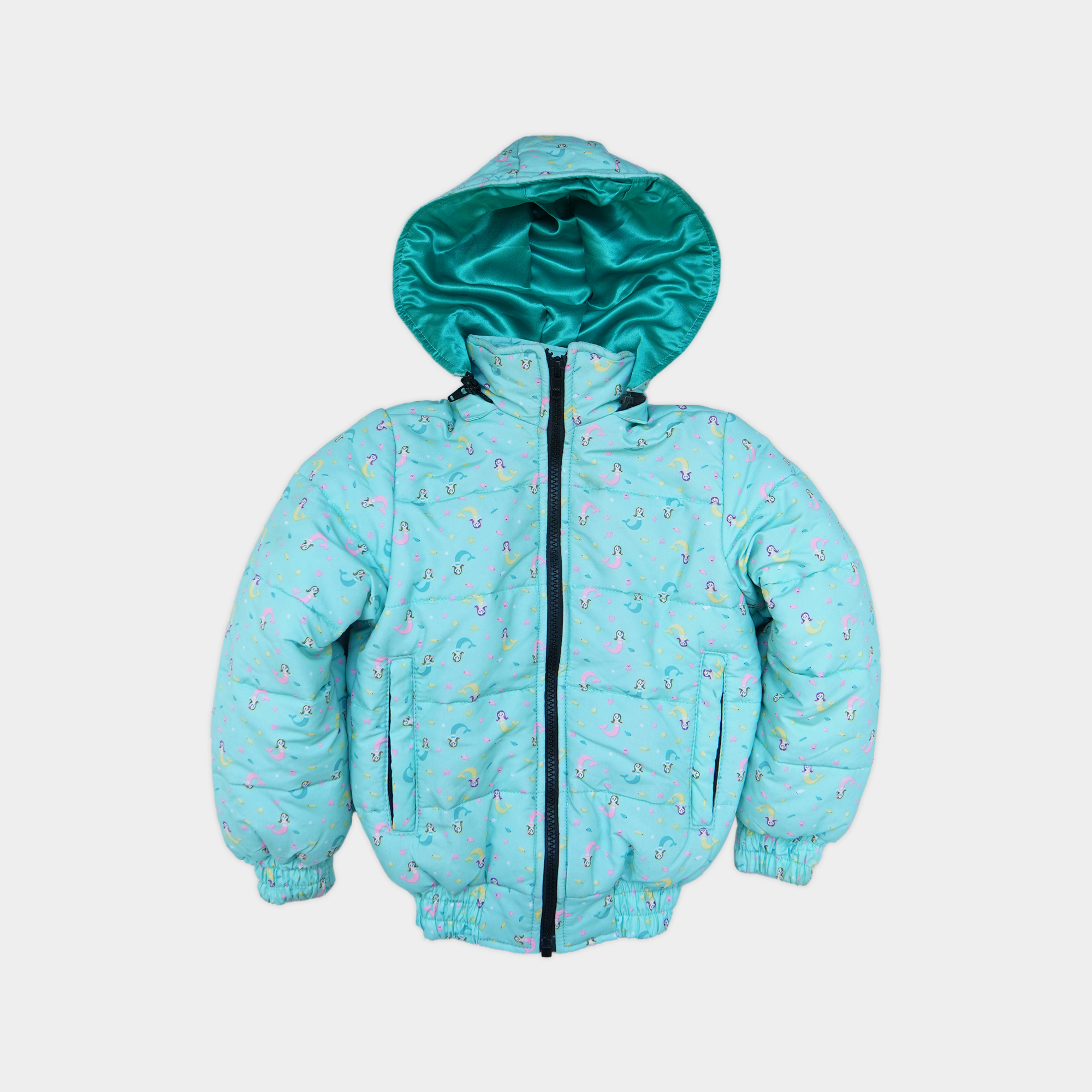 Aqua Mermaid Puffer Hooded Jacket
