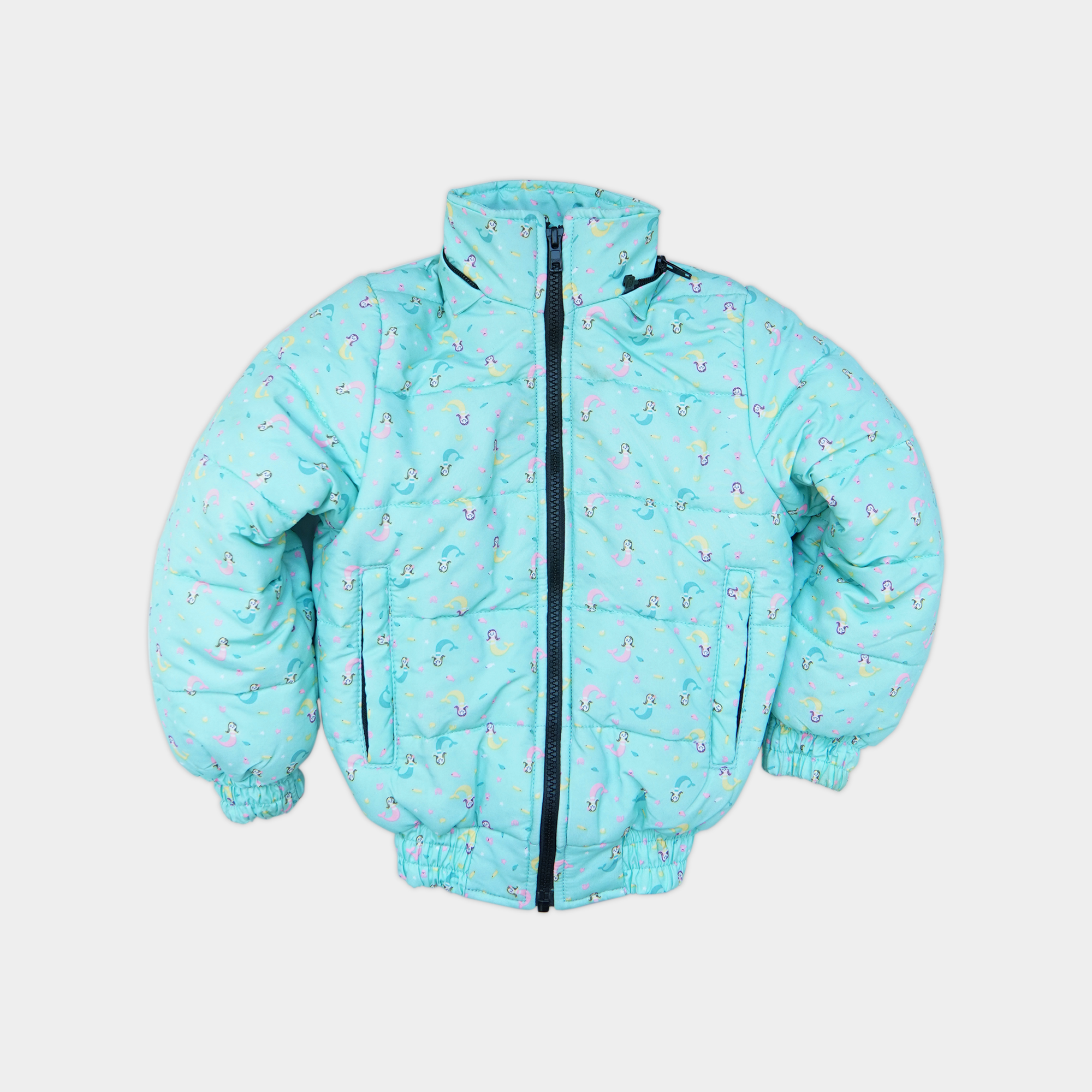 Aqua Mermaid Puffer Hooded Jacket