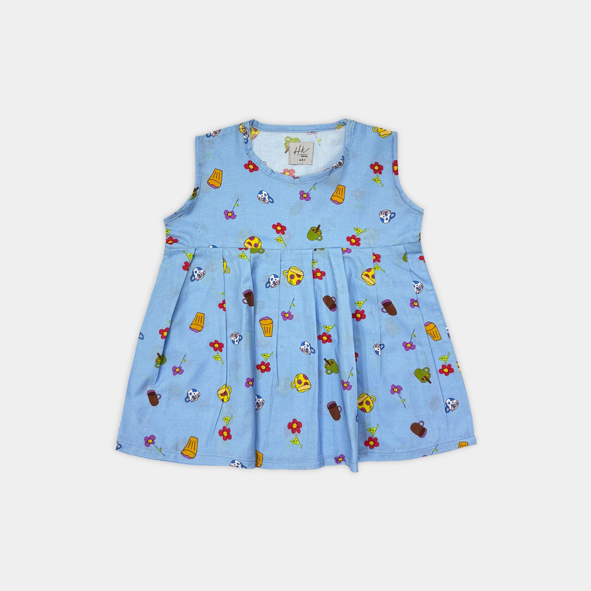 Blue Printed Top with Matching Capri Culotte Pants