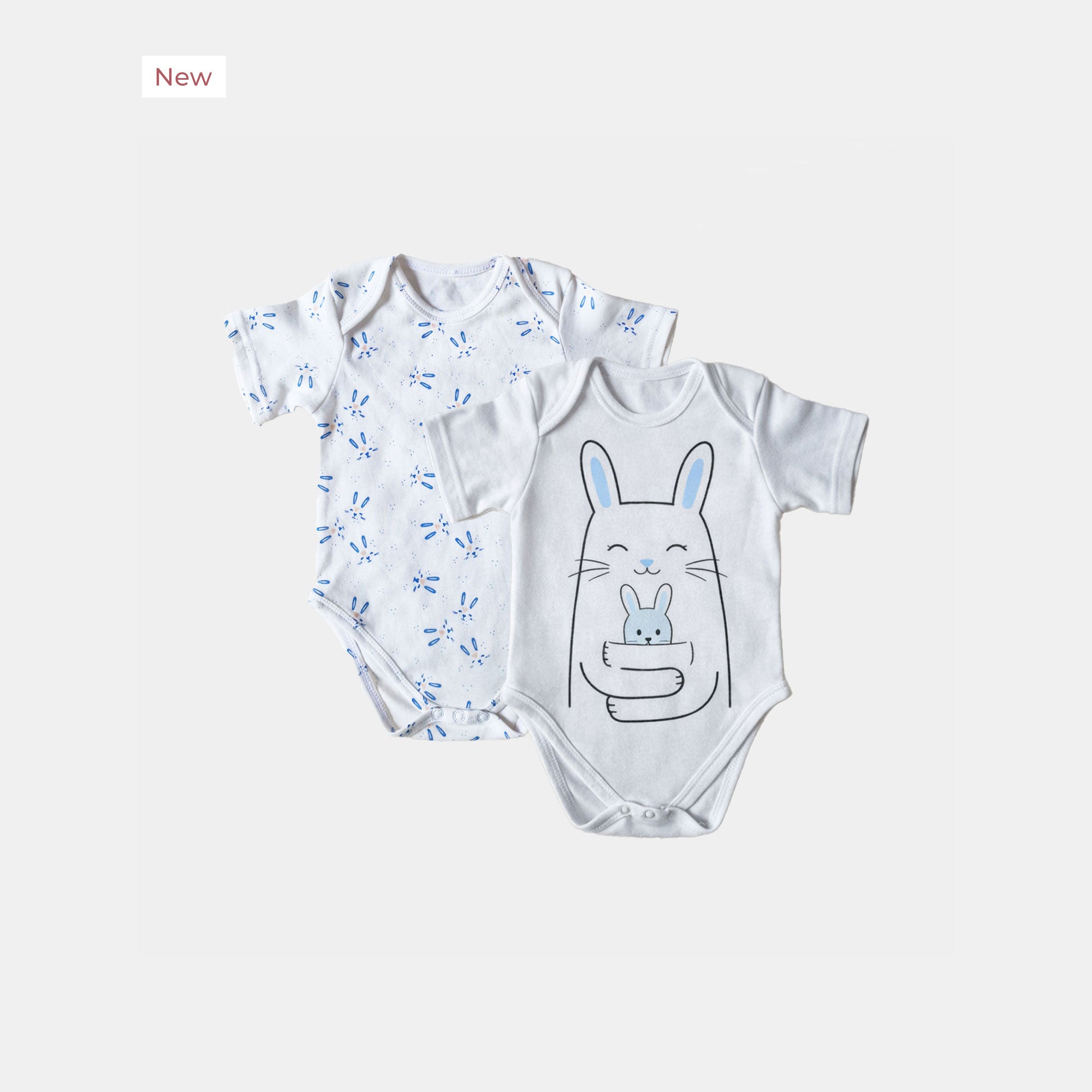 2-Pack Soft Cotton Baby Bodysuits — Bunny Print Set