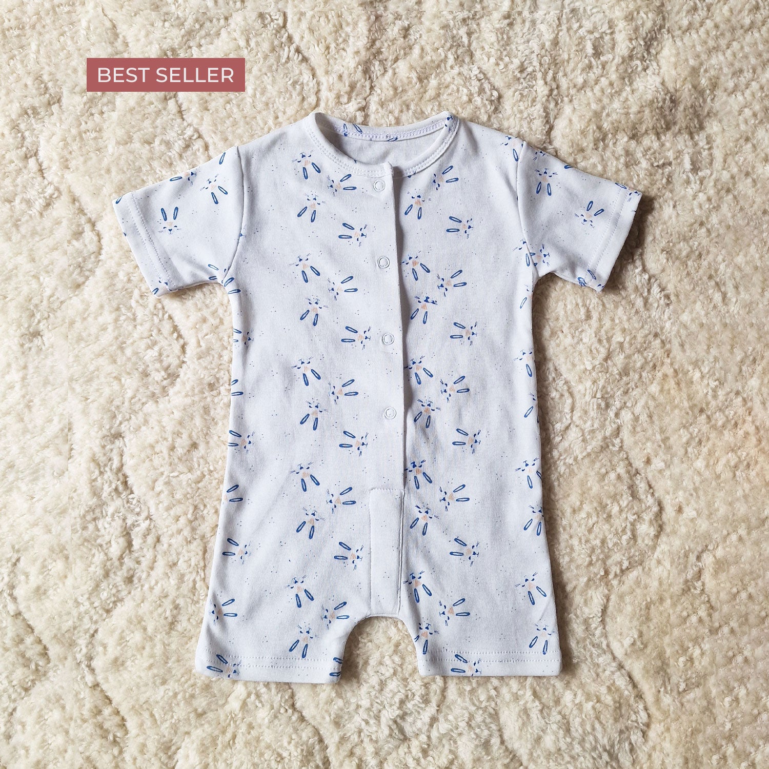 Soft Cotton Half Romper for Babies — Bunny Print