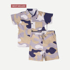 Desert Camo Boys Shirt & Shorts Set – Cotton Summer Outfit (9M–5Y)