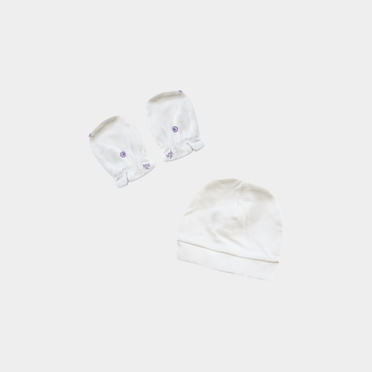 Newborn Gift Set – Lilac Flower (4-Piece Cotton Set)