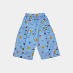 Blue Printed Top with Matching Capri Culotte Pants